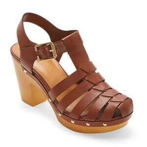 a.n.a. - Jordan Clog Heeled Sandal in Cognac Faux Leather​​​